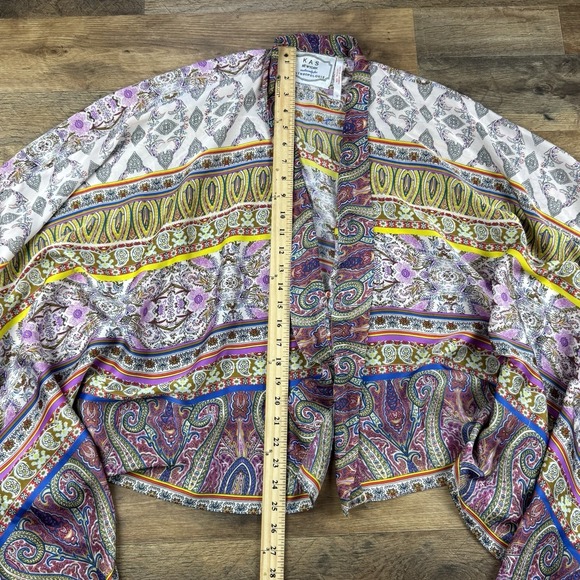 KAS New York Anthropologie XS/S Kimono Cardigan Paisley Shawl Flowy BOHO Wrap - Picture 6 of 7